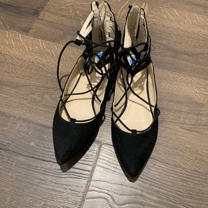 Lace up black flats